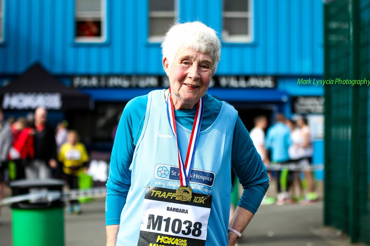 StAnnsHospice's tweet photo. A big shout out to our amazing supporter Barbara, 78, who completed the @Trafford10k on Sunday for the 2nd year! https://t.co/cKYrVQYRA4