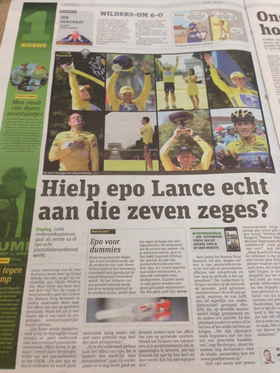 CHDR_NL's tweet photo. Krijgt Lance zijn zeges terug? #EPO #clinicaltrials https://t.co/5IY8nZvSoL