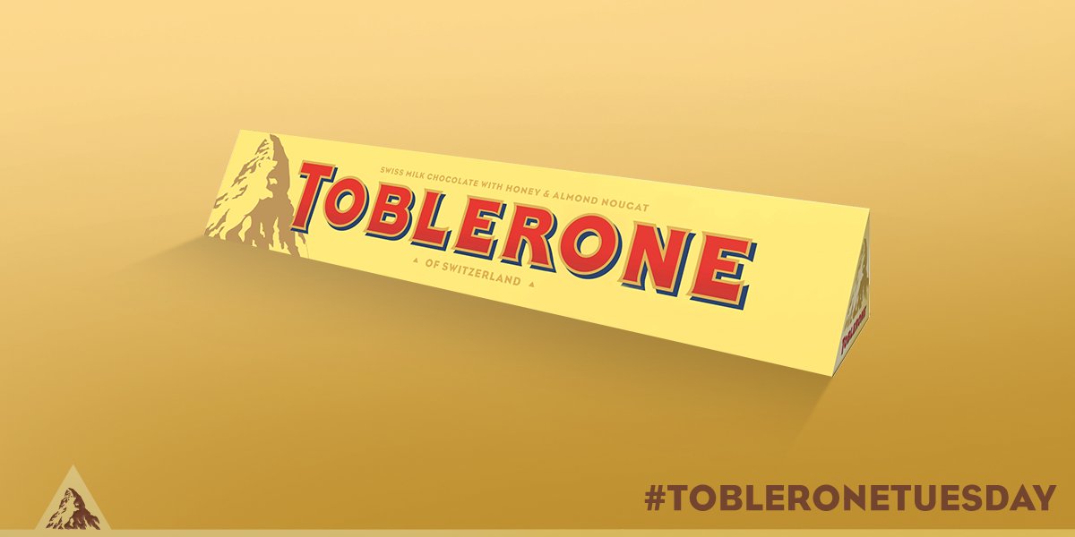 Toblerone's tweet image. Super easy this week, simply RT and follow for a chance to win a 400g Milk Toblerone! #TobleroneTuesday