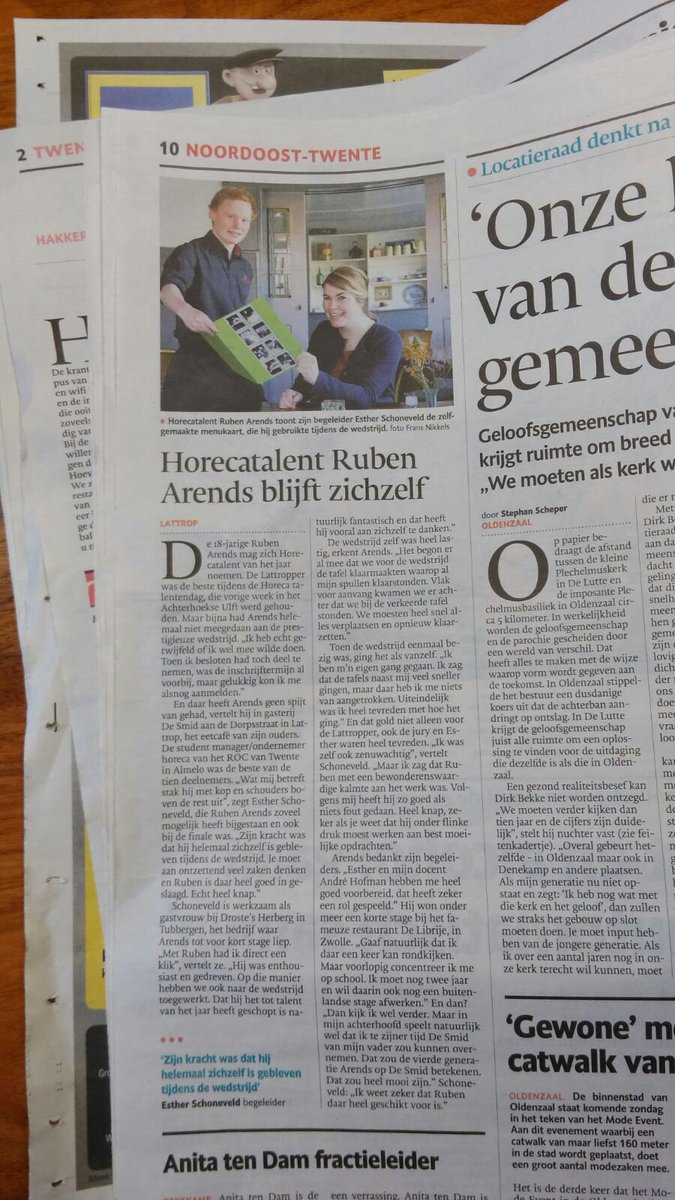 Mooi interview met onze student Ruben Arends en Esther Schoneveld <a href="/drostesherberg/">Droste's herberg</a> <a href="/rocvantwente/">ROC van Twente</a> @Horecatalent #mbo