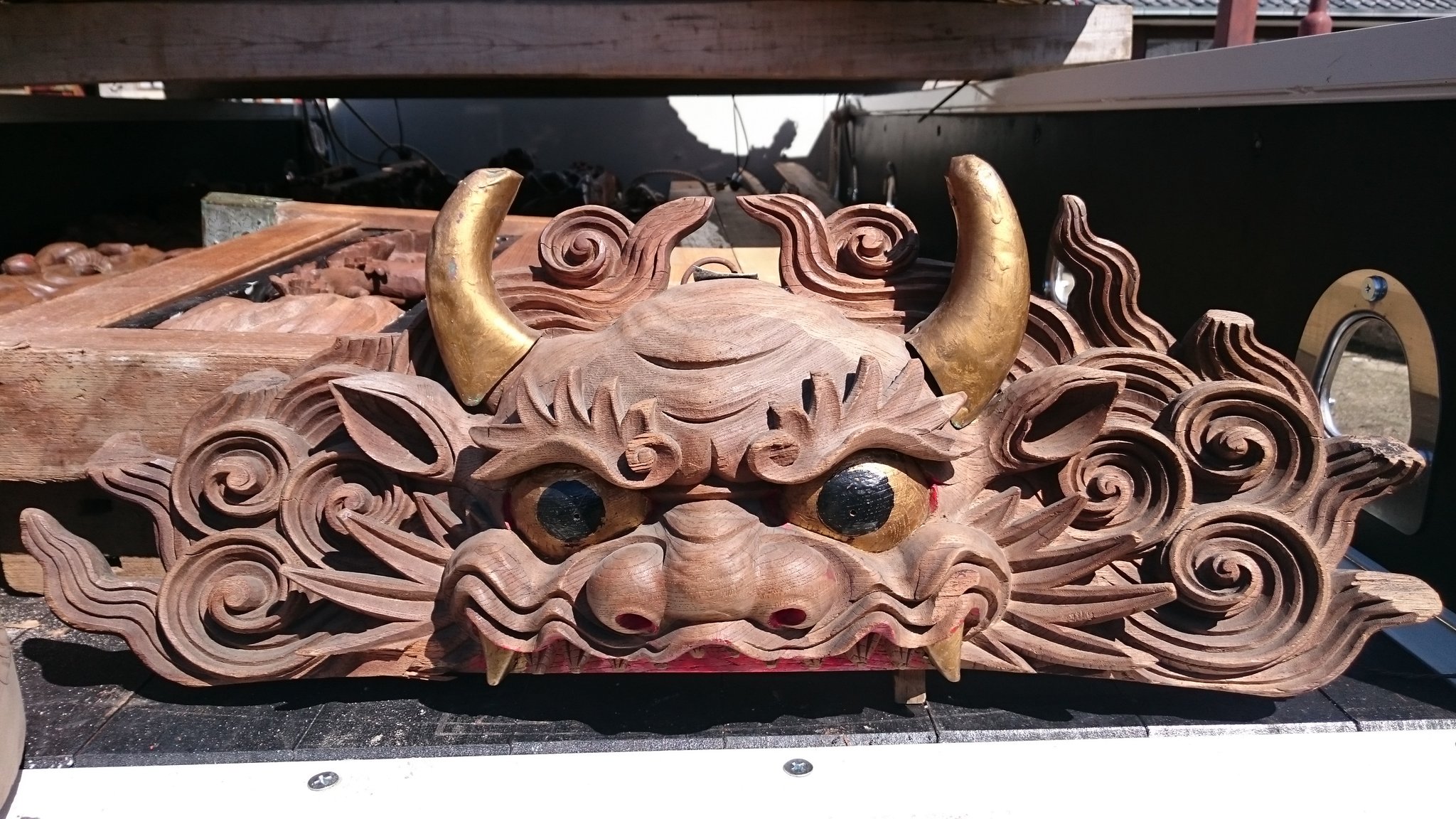 だんじり 獅噛み　フサ だんじり彫刻 ミニチュア獅噛み