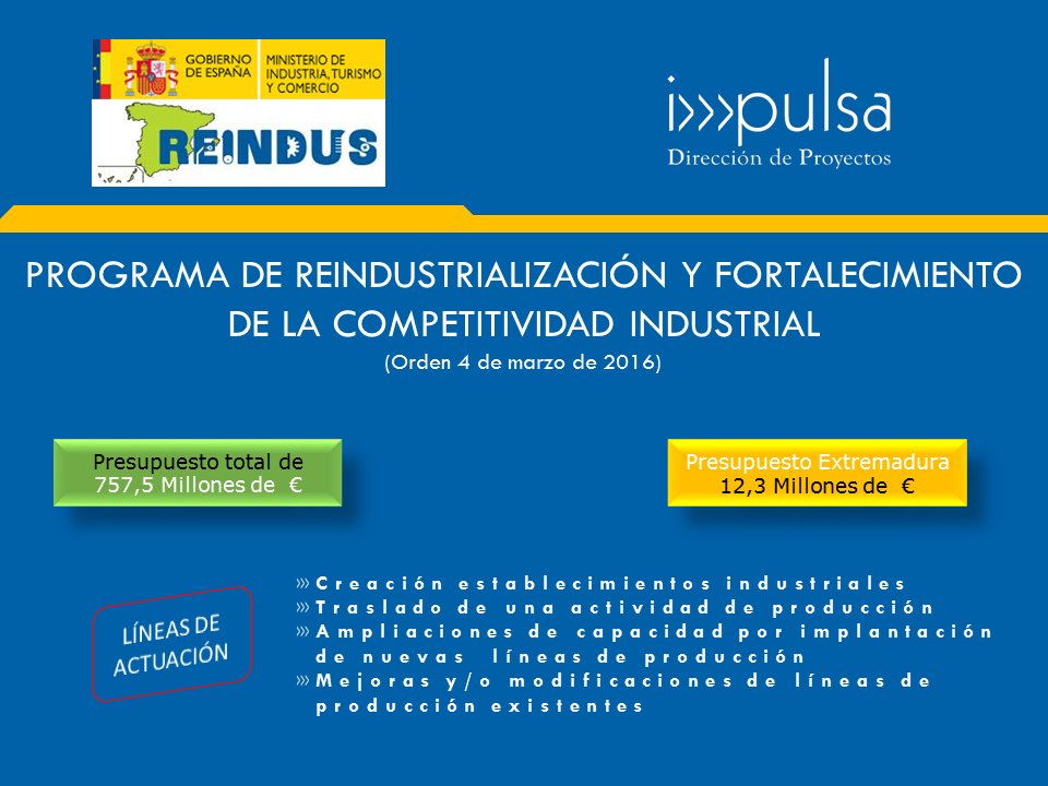 Impulsadp's tweet photo. El programa #REINDUS ya ha abierto el plazo de solicitudes para modernización o ampliación de tu sistema #productivo https://t.co/K6i8B4fQ2A