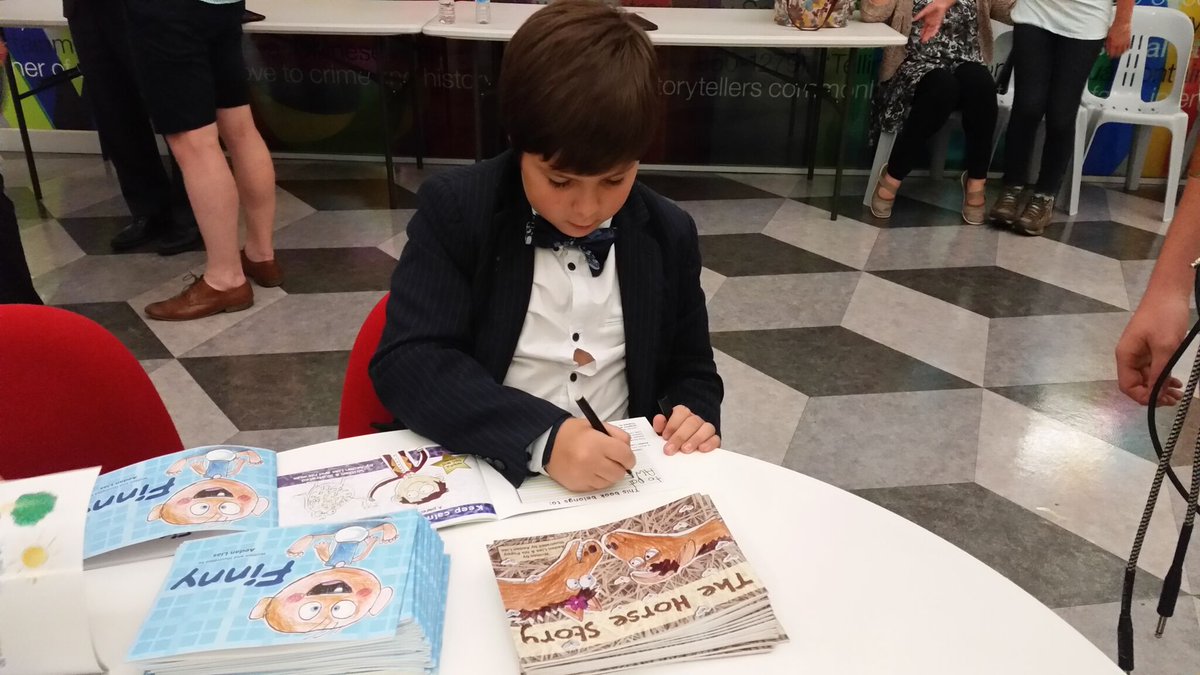 insightSBS's tweet photo. The little fella set up is own book signing in the SBS lobby after we recorded the show. Champion. #insightsbs https://t.co/jSu9M3DPh1