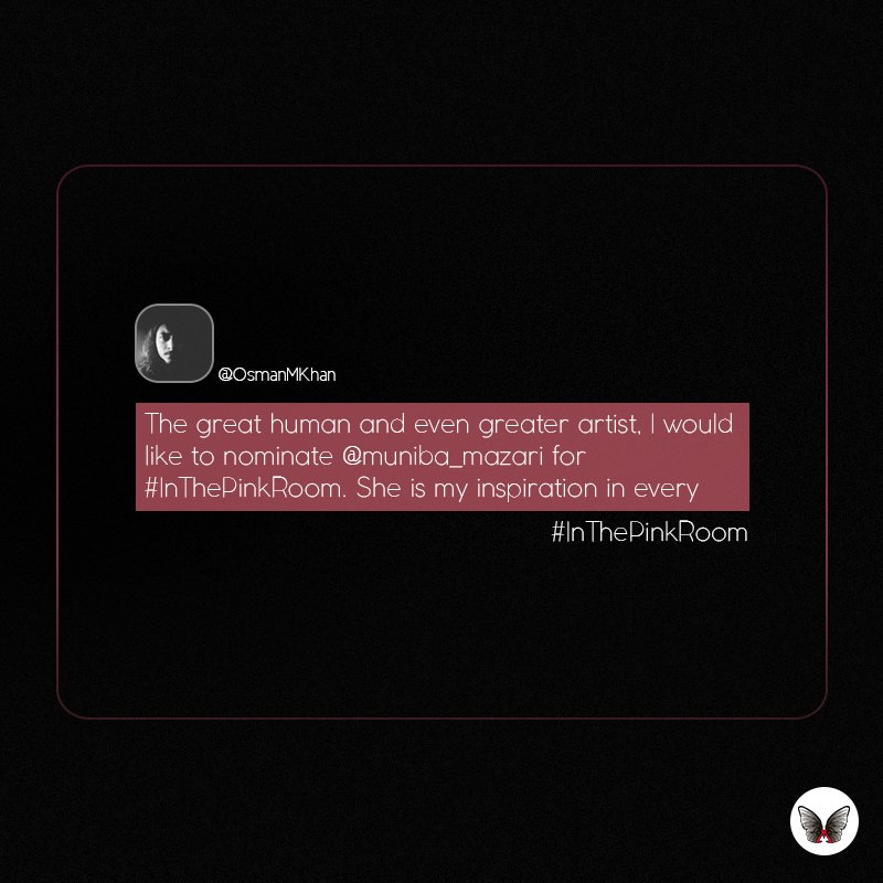 MonroStudio's tweet photo. Thank you @OsmanMKhan for
participating #InThePinkRoom and 
nominating @muniba_mazari https://t.co/VGWqncFCzE