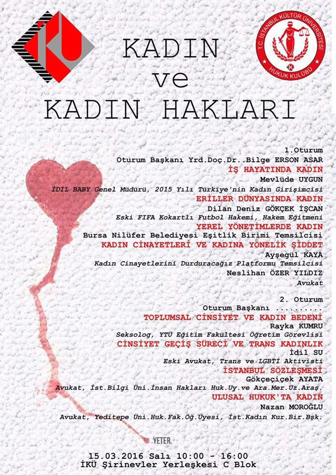 İKÜ Hukuk Kulübü tarafından düzenlenen "Kadın ve Kadın Hakları" etkinliği Şirinevler Yerleşkemizde devam ediyor.