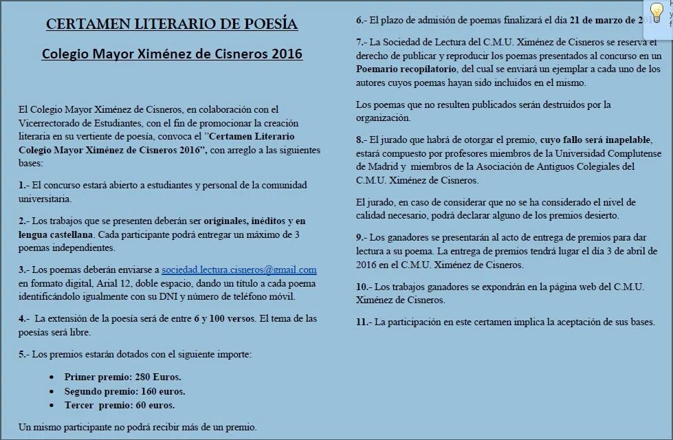 Tienes hasta el 21 de marzo para participar en nuestro Certamen de Poesía. Consulta aquí las bases y los premios😉:
