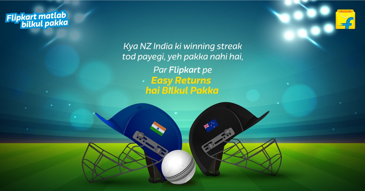 Flipkart's tweet photo. Here’s wishing #IND  good luck for a #BilkulPakka victory against #NZ! https://t.co/8GzeENryzZ