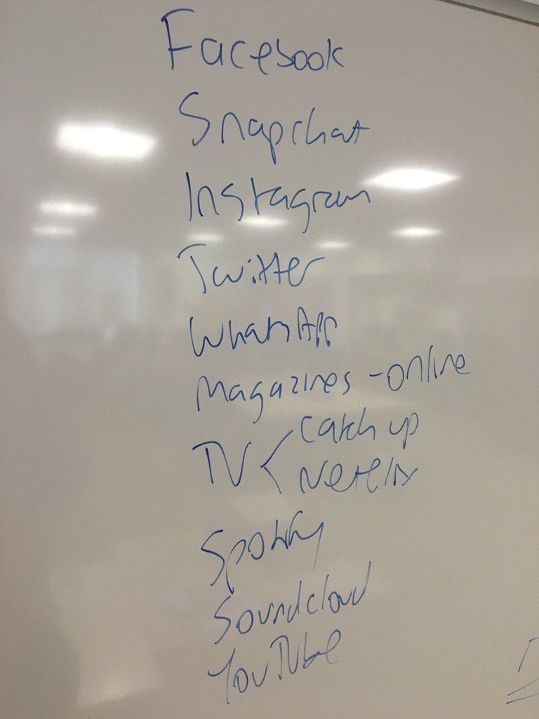 rlwjones's tweet photo. These are the media sources used by the @wakeycollege students I saw today. The only TV they watch live is football. https://t.co/yt5WKlPYwK