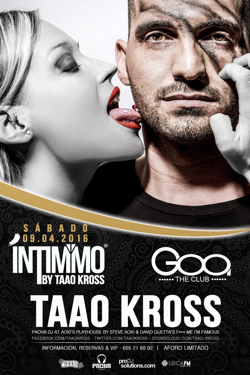 IntimmoByTaao's tweet photo. Próximo día 9 de abril
@TaaoKross llega con su nueva fiesta a #Cartagena #GoaTheClub https://t.co/qsJyEdcKS2