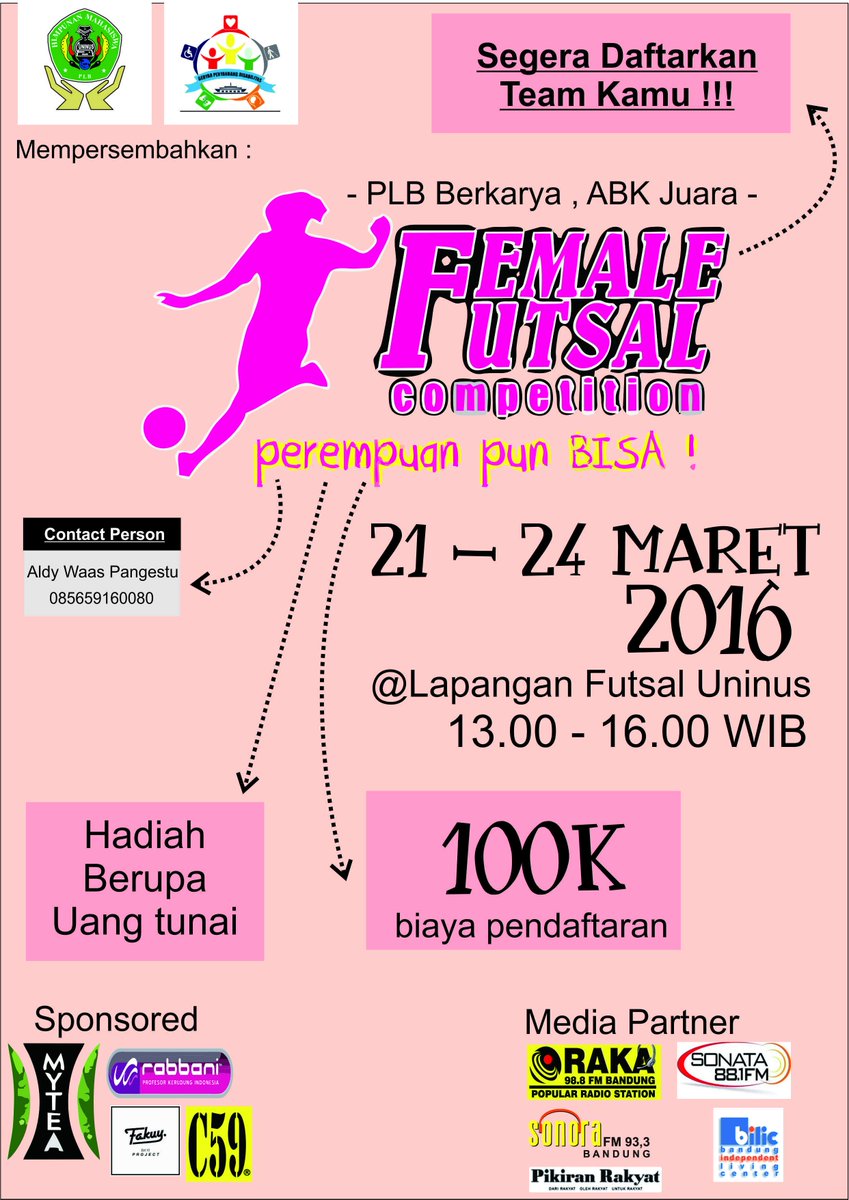 UninusGPD's tweet photo. Ikutilah Perlombaan Futsal Wanita, guys @penasidinuninus @HIMA_DIKTIKA @HIMADIKSATRIA @himapgmi_uninus @EdsaUninus https://t.co/yItIObQyRz