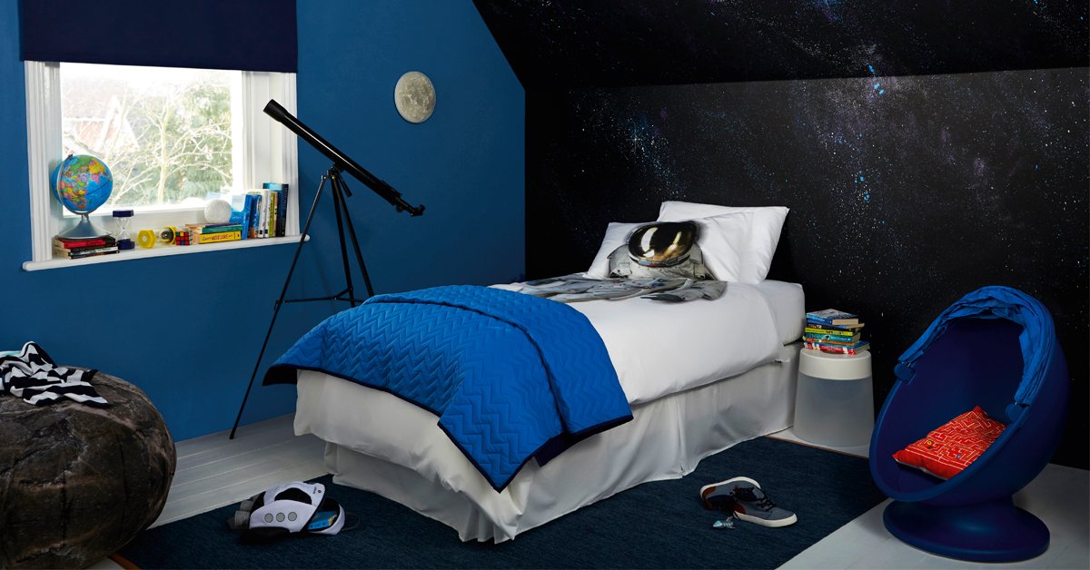 duluxuk's tweet image. Your guide to a space-themed #bedroom for your budding astronauts: bit.ly/1Mk2gbl