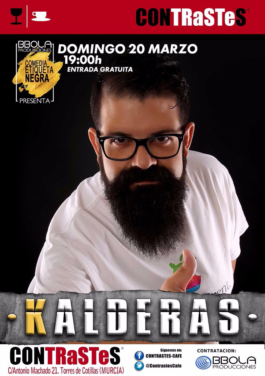 ContrastesCafe's tweet photo. Y no olvidéis que este Domingo como todos los DomingoDeRamos tenemos a nuestro @Kalderas_ con sus tontunas en casa!! https://t.co/sLVdd7kFaF