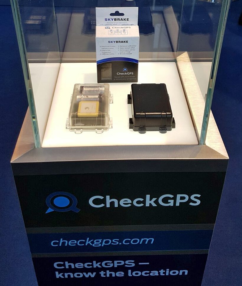 Various shapes of CheckGPS secret tracking devices at #Cebit 2016