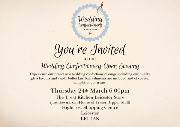 The countdown begins… 7days till our Wedding Confectionery Open Evening!