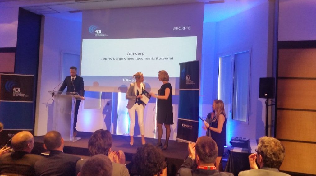 Antwerpen behaalde een knappe 8e plaats in de lijst van steden met groot economisch potentieel. #ECRF16 #MIPIM2016