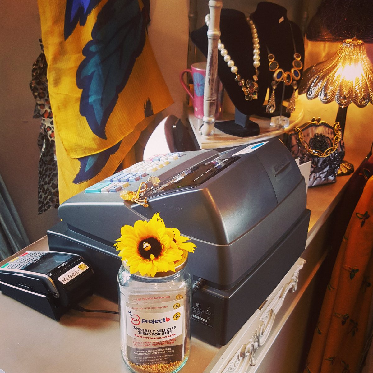 Big thanks to <a href="/MadButterflyUK/">Madam Butterfly</a> for taking onboard a special jar of our seeds today ☺🐝🌻 #helpsavethebees #altrincham