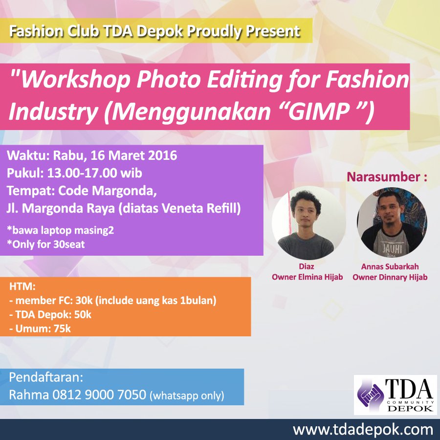 chandraypermadi's tweet photo. acara besok nih di @TDAdepok @TanganDiAtas https://t.co/sgksAW4Tk5