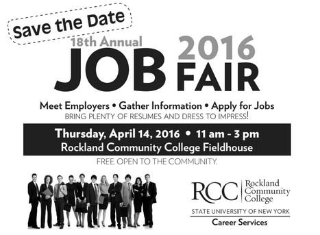 RCC_Careers's tweet photo. SAVE THE DATE: 4/14 18th Annual Job Fair #RCCJobFair @SUNYRockland **Dress to Impress &amp; Bring Resumes** https://t.co/p94WNCxq7h