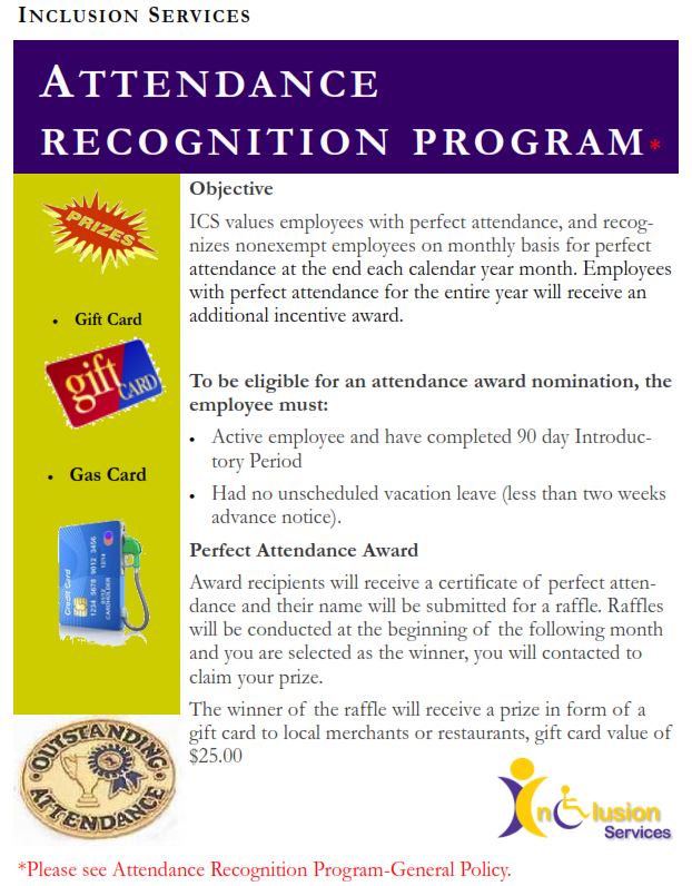 ICS is pleased to announce the kick off of “ICS Attendance Recognition Program”.