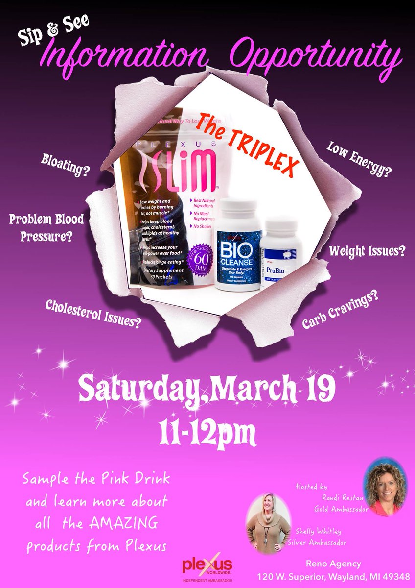 RandiRestau's tweet image. Come out Saturday, 3/19 to learn more about Plexus products and the most natural way to get yourself healthy!