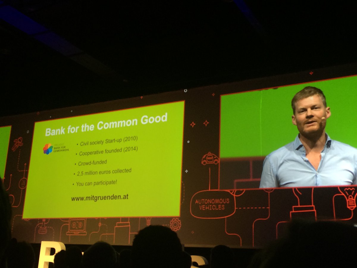 Scoop_Girl's tweet photo. Christian Felber: alternative economic model, ethical banking rising for the common good #deeperfuture @TEDxBrussels https://t.co/Lfsp0MH3gy