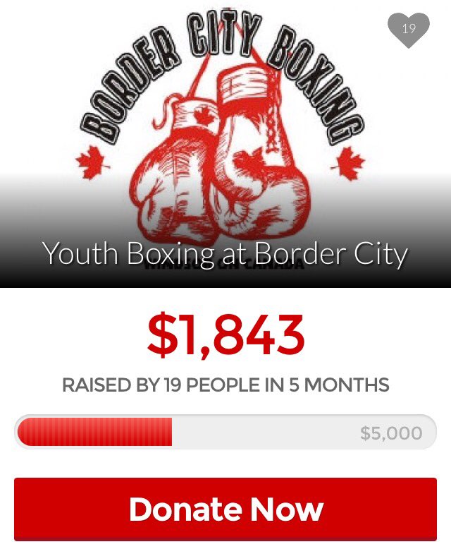 BorderCityBC's tweet photo. Hey @DarkRoastCo can you share? We are fundraising to provide boxing to low income neighbourhoods in Windsor! https://t.co/jqQOgybfmY