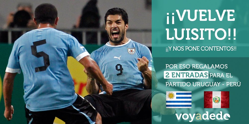 voyadedo's tweet photo. Solo 13 días para el #sorteo. Participá por 2 entradas #Uruguay- #Perú registrate en https://t.co/IU0qSWTqx5 https://t.co/VN9jH0wn2j