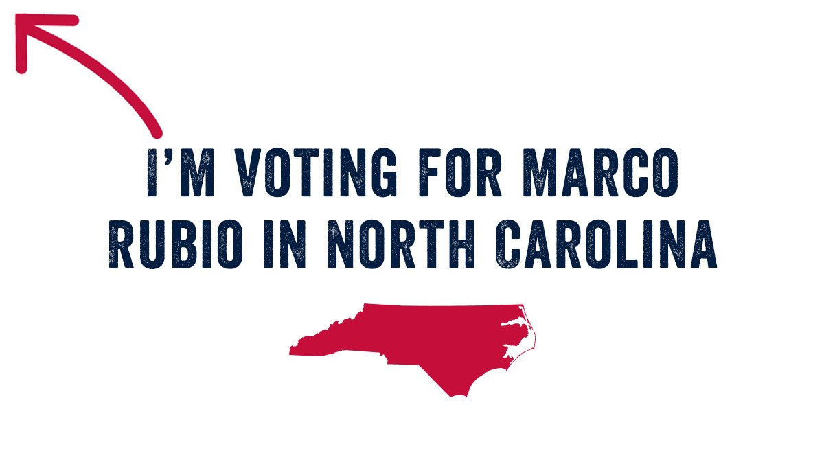 TeamMarco's tweet photo. RT if you're voting for @marcorubio in North Carolina today! #NCPrimary #VoteForMarco https://t.co/PTqDGENyxY