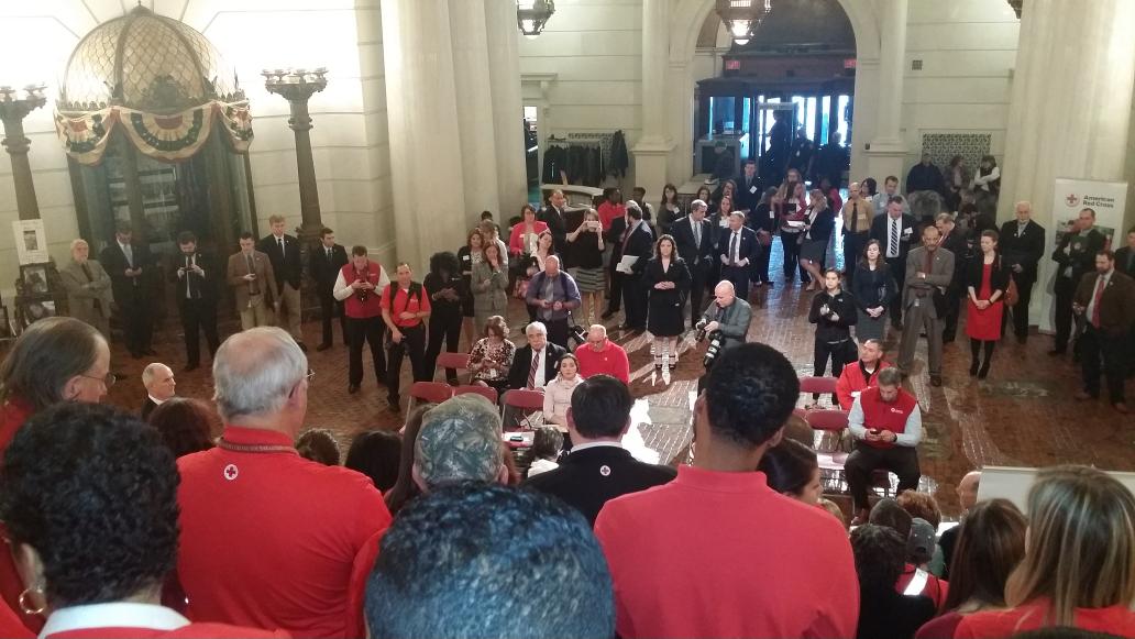 MKZ1962's tweet photo. Hello from the other side of this morning's press event @ Capitol Rotunda in Harrisburg #marchisredcrossmonth https://t.co/w37PFx6PWB