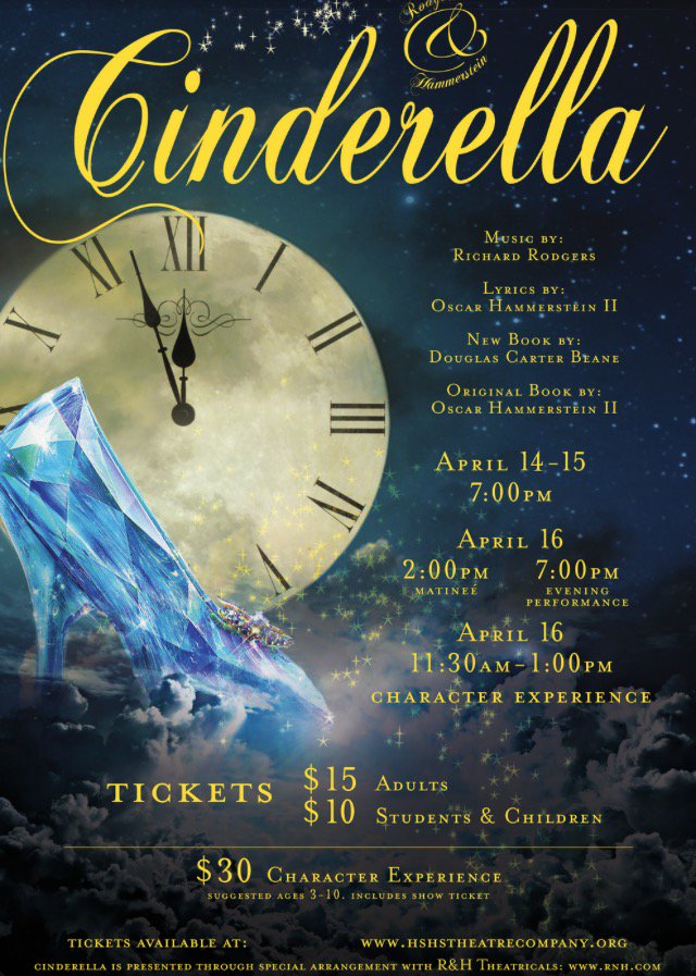 HSHSTheatre's tweet photo. Holly Springs High School Fine Arts Dept is proud to present its 10th musical, Rodgers &amp; Hammerstein’s Cinderella. https://t.co/4P76Ea2QqS