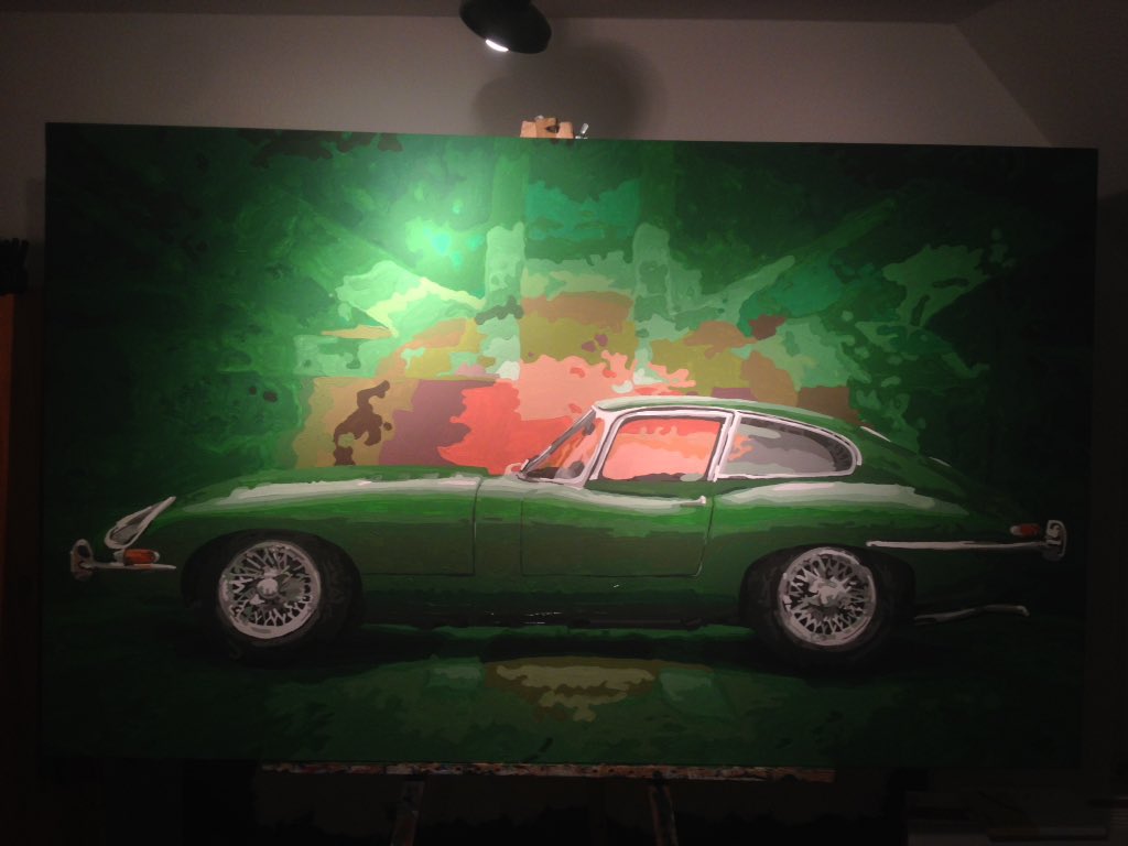 ArtOldtimer's tweet photo. #Jaguar #E-Type #painting 175x105mm for sale. https://t.co/SSOcwlgDR8