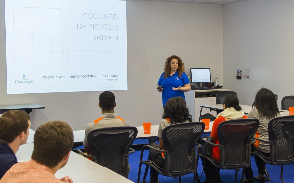 Carole Tear, Supervisor - Accounting, presents to the Oklahoma State University African-American Bus. Student Ass.
