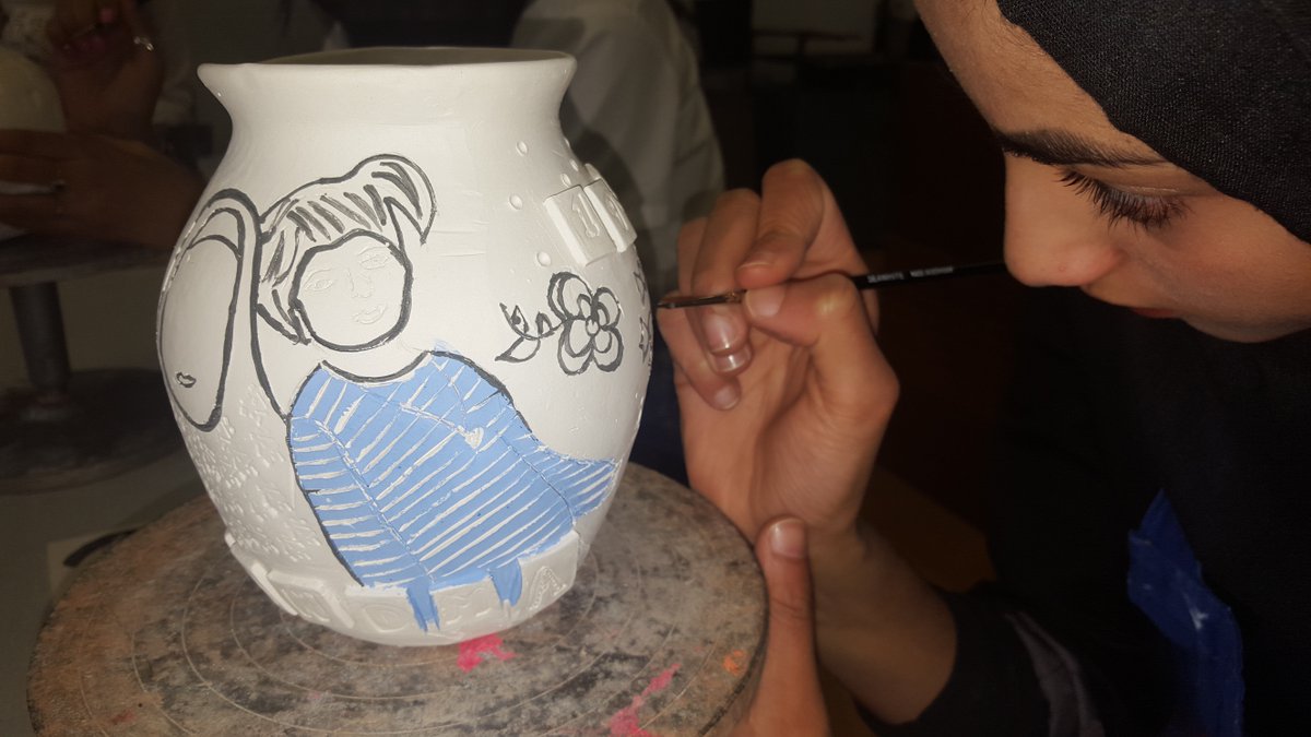 SmallHeathArt's tweet photo. @SmallHeathSch Year 10 have been glazing their autobiographical ceramic vases inspired by the work of @Alan_Measles https://t.co/0ga268x8xT
