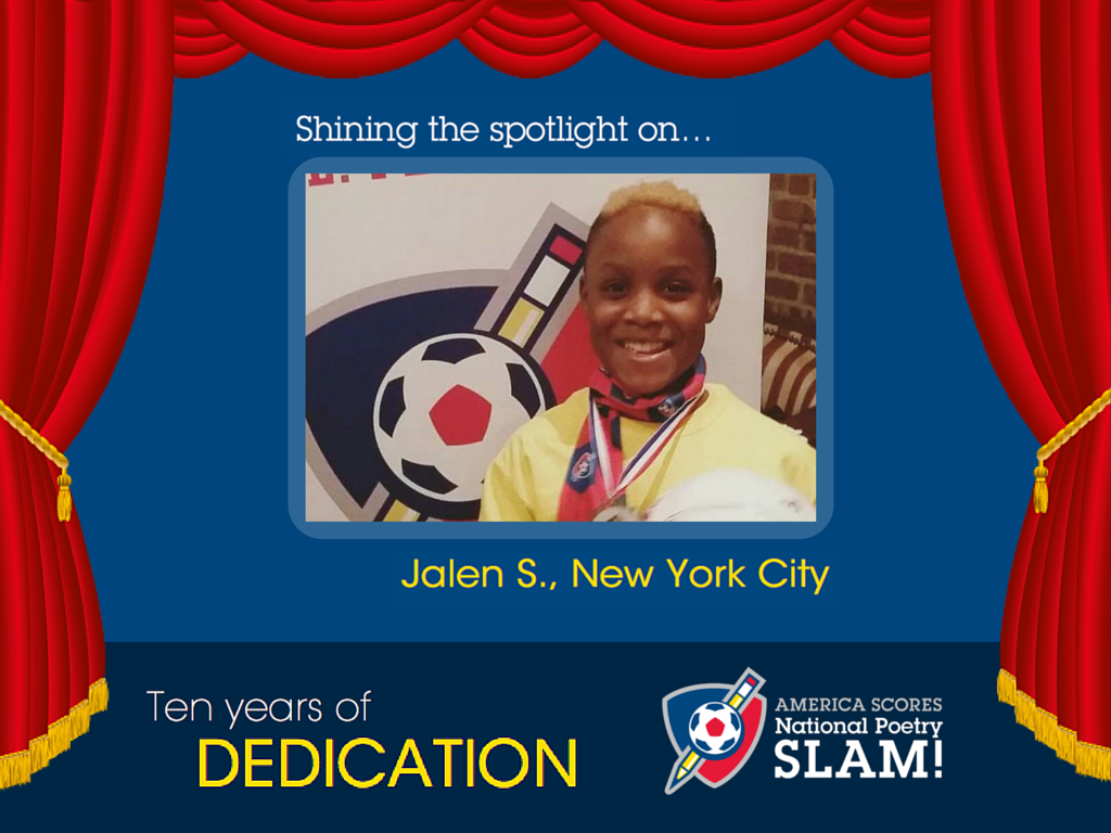 AmericaSCORES's tweet photo. 27 days until #SCORESSlam. Time to meet the poet-athletes! First up is Jalen of @AmericaSCORESNY. #10YearsofSLAM https://t.co/wN1nVbXd6T