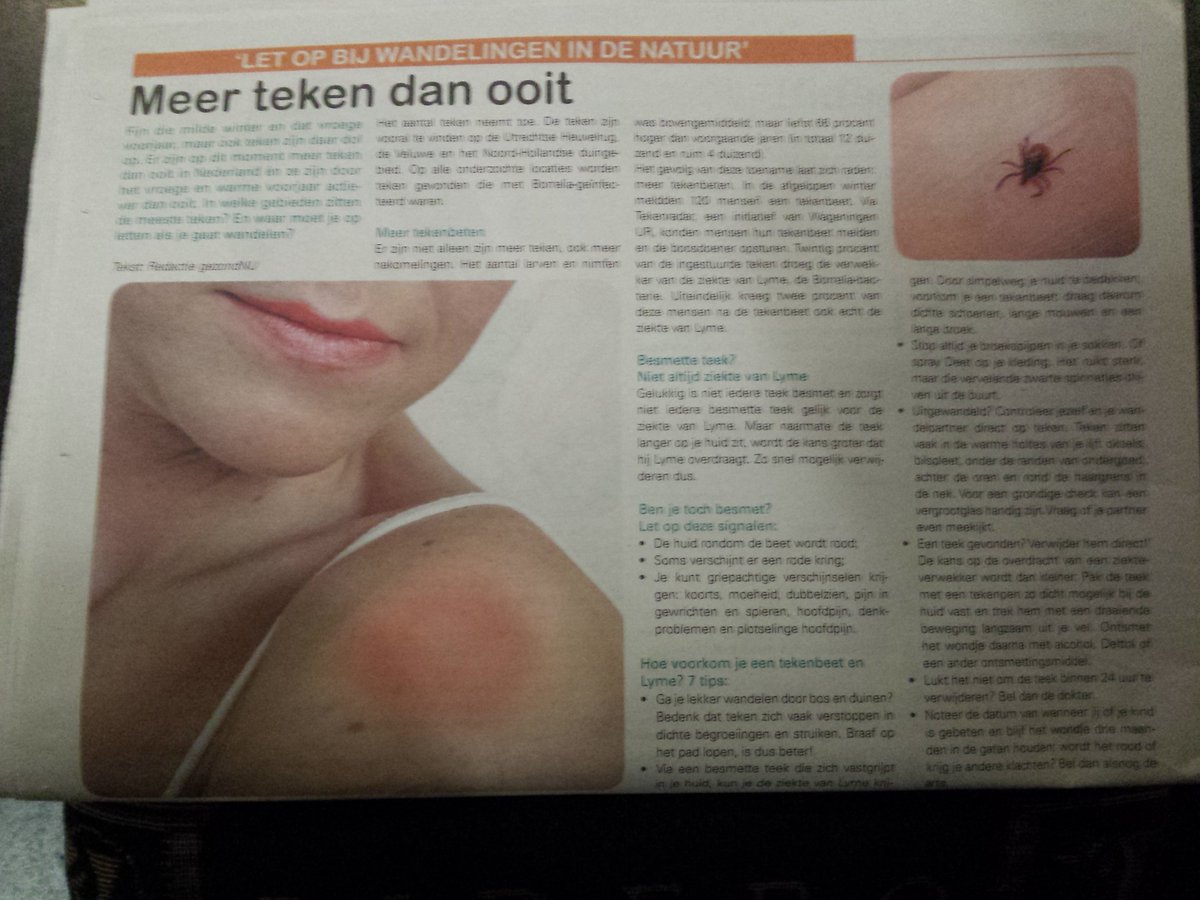 Tekenziekten's tweet photo. Mooi artikel in de gezondheidskatern in de #ThoolseBode https://t.co/qv9Nm7xWpg @ThoolseBode @gezondNUonline https://t.co/NSPgE3BeIs