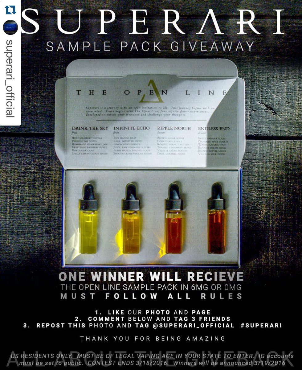 _SUPERARI's tweet photo. GIVEAWAY, like, follow, repost, tag some friends!

#ecig #USA #eliquid #vape #giveaway #SUPERARI #rda #cloudchaser https://t.co/qKUGELdvER