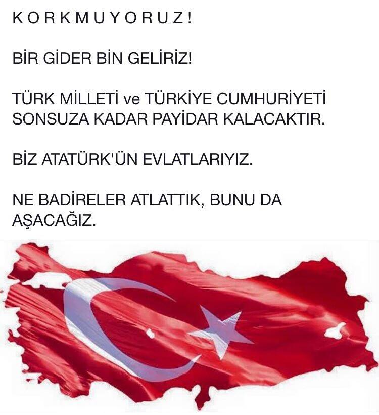 Başımız Sağ Olsun
BİR GİDER BİN GELİRİZ !
BİZ ATATÜRK 'ÜN EVLAYLARIYIZ
#ANKARA