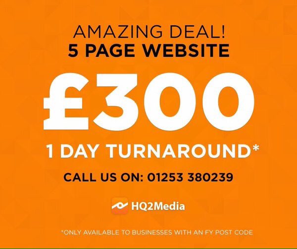 hq2media's tweet photo. Quality #websites and customer service at local prices! Open 6 days a week for FREE consultations #BlackpoolHour https://t.co/sKTKDGTL3G