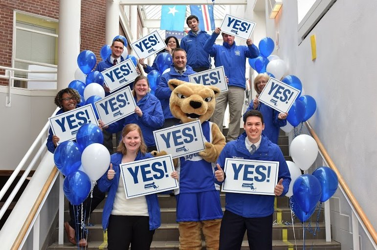 wheaton's tweet photo. Personally delivering admission decisions to many Class of #WheatonMA2020 applicants today. #WheatonMAmoments https://t.co/7JlgNqWl11