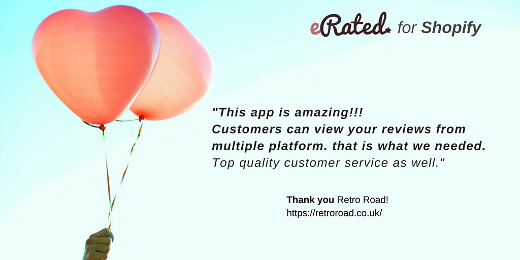Thank you <a href="/retro_road/">Retro Road</a> for your eRated for #Shopify #review! eRated on Shopify App store here bit.ly/1Rkq7Jh