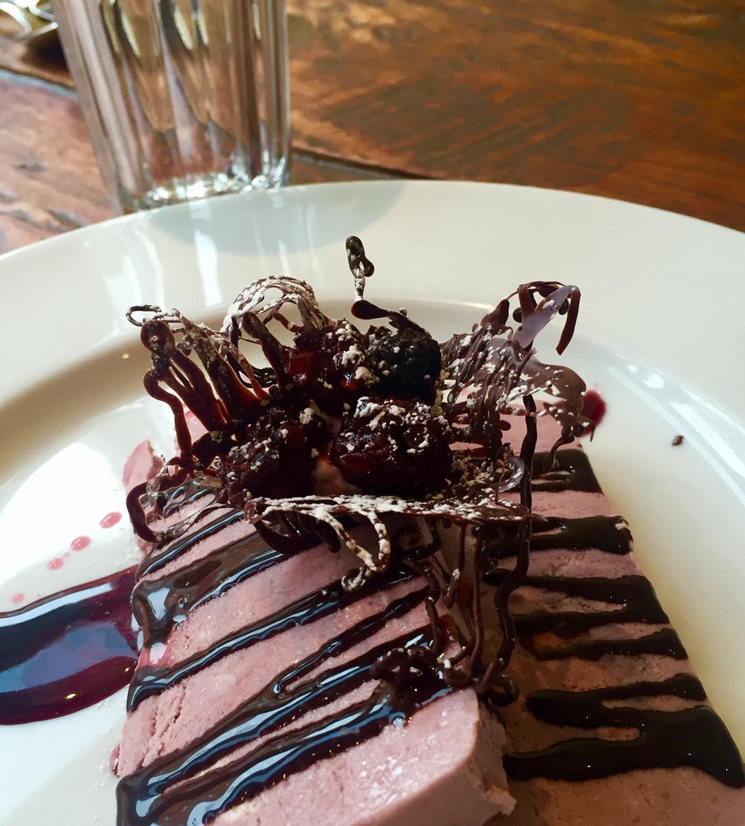 peasantbaker's tweet photo. Semifreddo tonight @LeVirtuPhila Blackberry with dark chocolate sauce and Montepulciano di Abruzzo wine reduction. https://t.co/FT2YRe1wHz