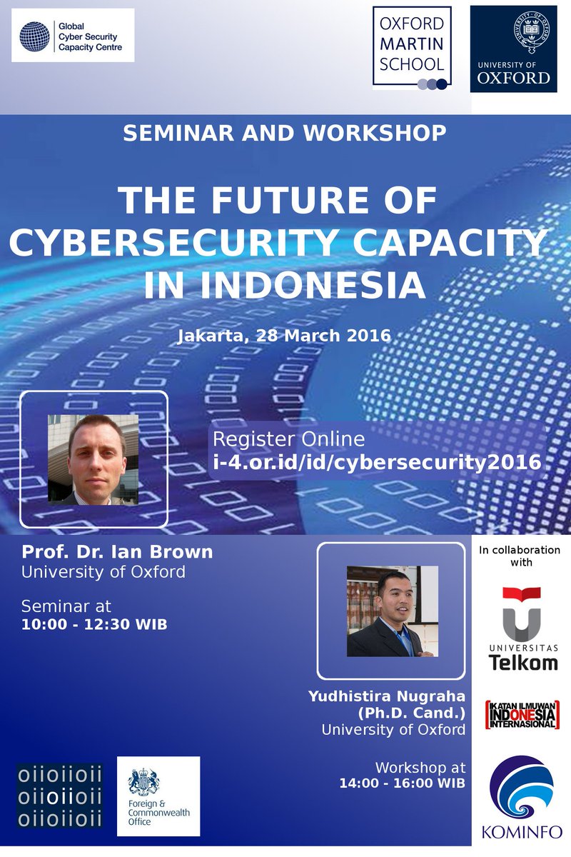 csnews_id's tweet photo. Kuliah Online I-4: The Future of #Cybersecurity Capacity in #Indonesia. Register Online https://t.co/qstfGWmOfK https://t.co/iYhklos9hi