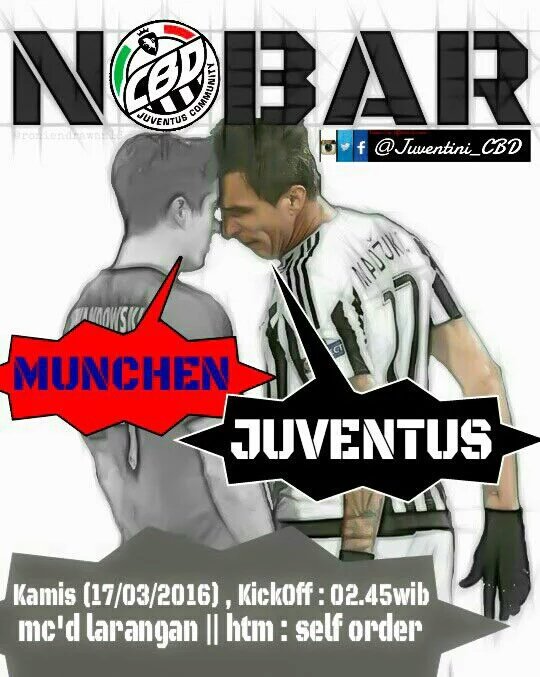 Juventini_CBD's tweet photo. Jngn lupa y hari Kamis, 17/3 pkl 02:45 WIB di Mcd Larangan ada #Nobar #JCBD | muenchen v JUVENTUS | Htm : Jajan https://t.co/nfjKIApbOj