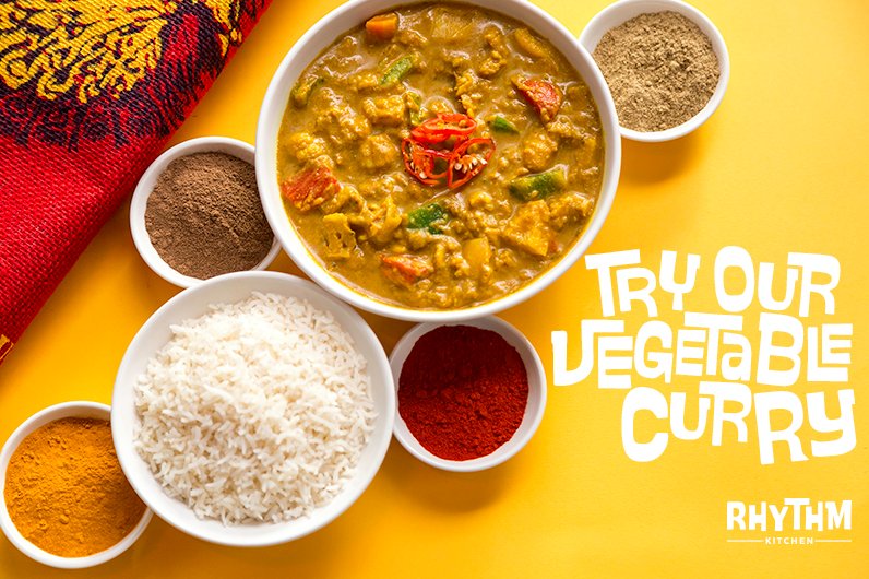 Try something different next time you come and visit us, with our vegetable curry and your choice of two sides...
