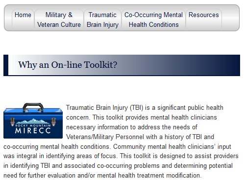 RMIRECC's tweet photo. #MIRECC: Toolkit for Providers of Clients with Co-occurring TBI and Mental Health Symptoms https://t.co/oVKCsF6dnY https://t.co/I1L7LfTBSP