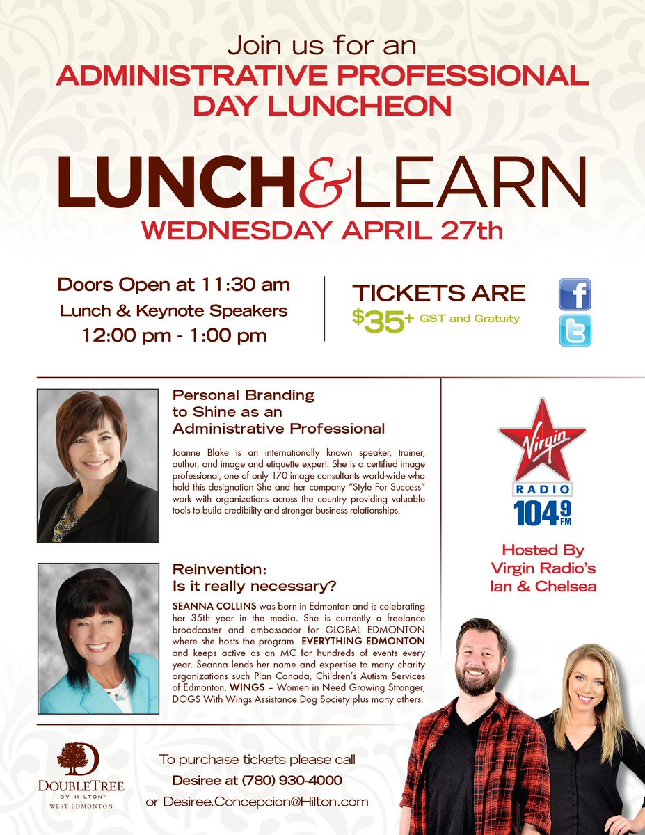 I'm speaking at the Administrative  Professional Day Luncheon at the Double Tree by Hilton on April 27th. Join me!