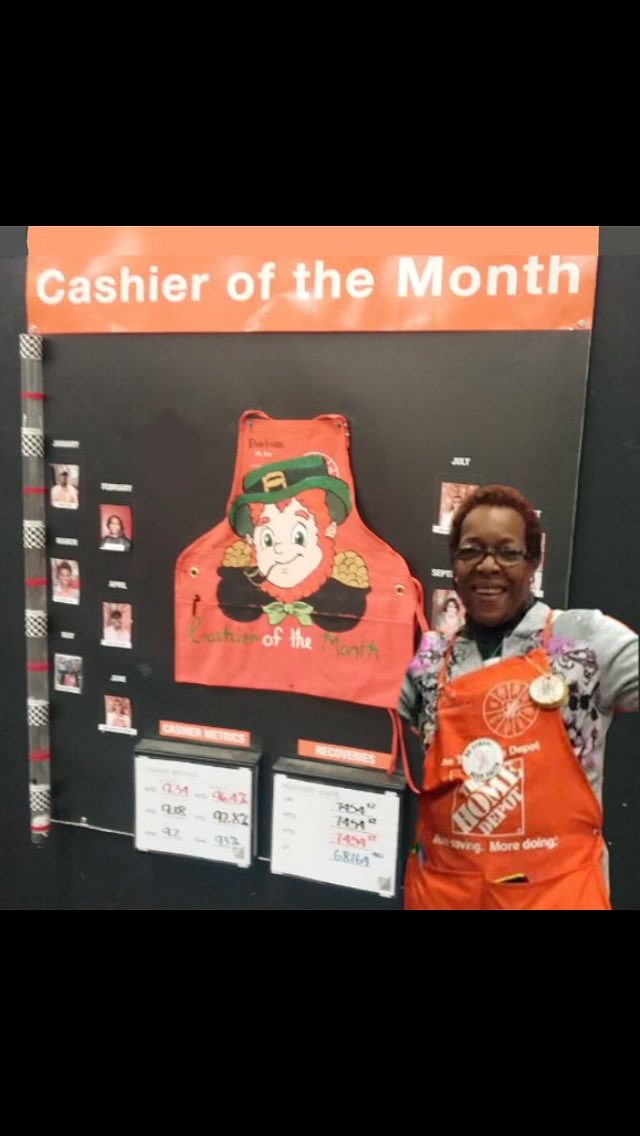 OmarLopezTHD's tweet photo. Our Cashier of the month Barb! Soo proud! #way2go! Such an inspirational and wonderful person! So 🍀 lucky 🍀 2 have U https://t.co/uEQXerQ560