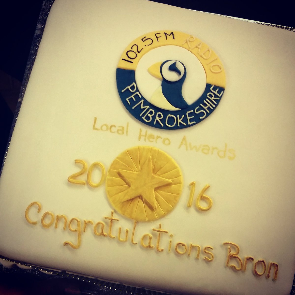 BronParratt's tweet photo. @RadioPembs - I thought you'd appreciate this-My amazing cake that my even more amazing band got for me last night! https://t.co/N2520YmPOj