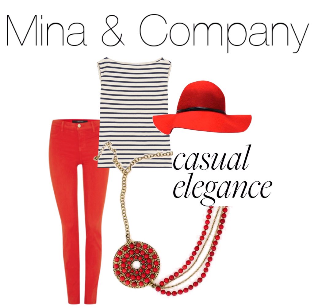 Tuesdays inspiration color is Red!!! Love the casual elegance of this outfit #tribalred #minaandcompany