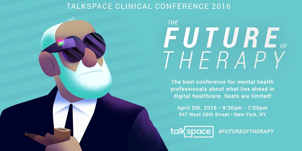 talkspace's tweet photo. Interested in what the #futureoftherapy has in store? Be part of the conversation! Tix here: https://t.co/OQdrVD9Kux https://t.co/RK8E5dYOV9